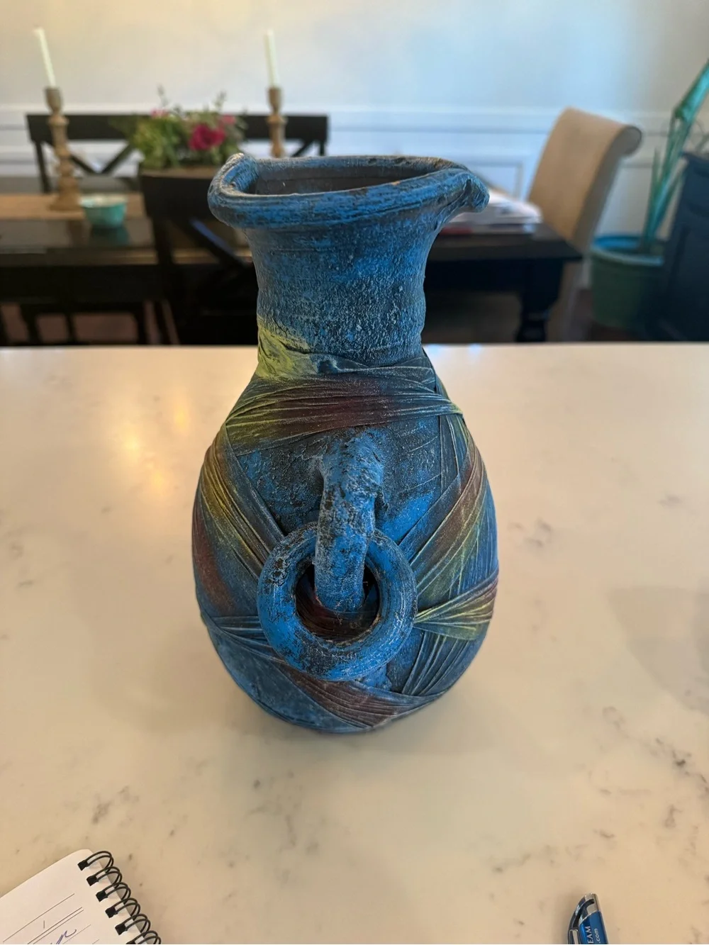 Blue Multicolor Decorative Ceramic Vase by